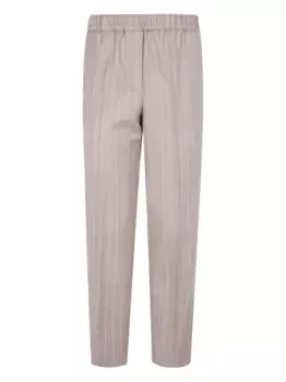 Брюки в тонкую полоску с эластичным поясом Peserico, нейтральный