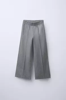 Брюки в тонкую полоску ZARA, серый мергель