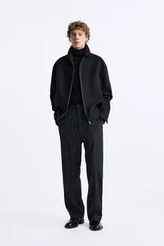 Брюки в тонную полоску ZARA, черный