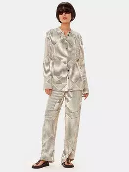 Брюки в угловатую полоску Whistles, цвет Ivory/Black