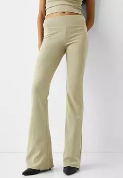 Брюки Waist Flared Bershka, цвет dark green