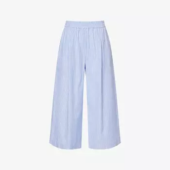 Брюки Weekend Max Mara из хлопкового поплина в полоску, голубой