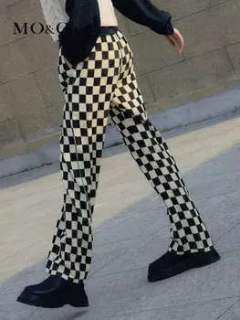 Брюки вельветовые Moco клетчатые, коричневый