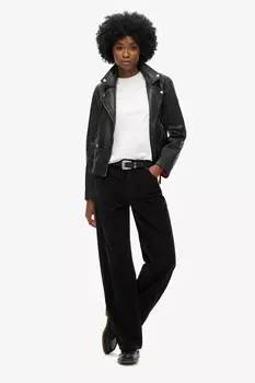 Брюки вельветовые широкие со средней посадкой Superdry, черный