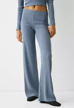 Брюки Wide Bershka, цвет blue denim