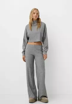 Брюки WIDE Bershka, серый