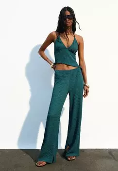 Брюки WIDE Bershka, зеленый