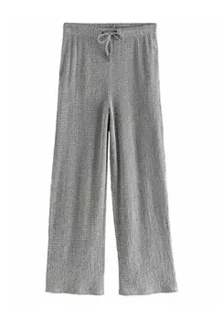 Брюки WIDE LEG DRAWSTRING TEXTURED Next, серый