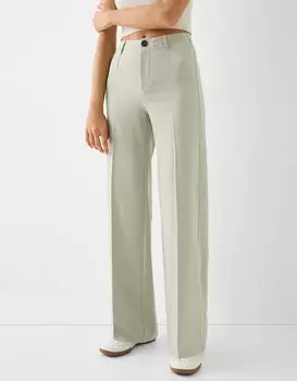 Брюки WIDE-LEG TAILORED Bershka, цвет khaki
