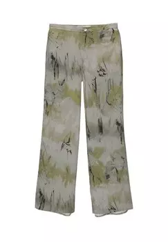 Брюки Wide-Leg Tie-Dye PULL&BEAR, зеленые