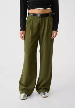 Брюки WIDE-LEG WITH BELT Stradivarius, зеленый