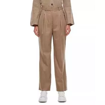 Брюки wide leg wool trousers Loulou Studio, коричневый