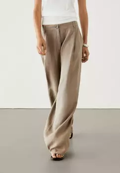 Брюки WIDE Massimo Dutti, коричневый