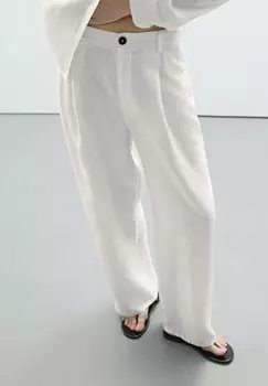 Брюки WIDE-MID-RISE Massimo Dutti, белый