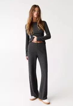 Брюки WIDE PULL&BEAR, темно-серый