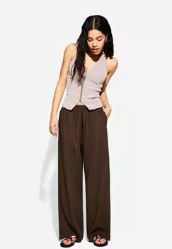 Брюки WITH AN ELASTICATED WAISTBAND Bershka, темно-коричневый