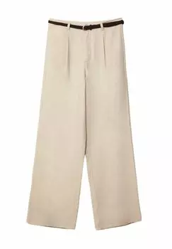 Брюки With Belt Stradivarius, бежевые