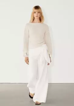 Брюки With Tie Detail Massimo Dutti, белые