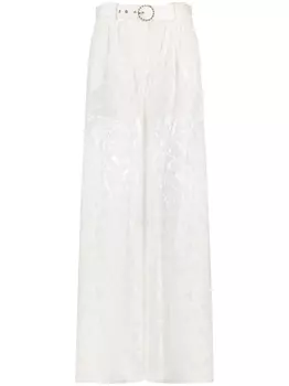 Брюки Wonderland Lace широкого кроя ZIMMERMANN, бежевый