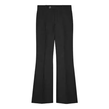 Брюки wool silk cropped flare pant 'black' Gucci, черный