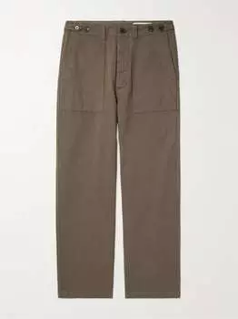 Брюки Work прямого кроя из хлопкового твила Miles Leon, коричневый