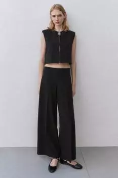 Брюки воздушного покроя ZARA, черный