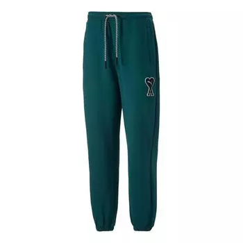 Брюки x ami sweatpants 'green' Puma, зеленый