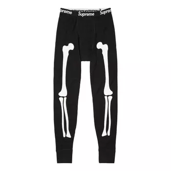 Брюки x hanes fw23 week9 bones thermal crew pants 'black' Supreme, черный