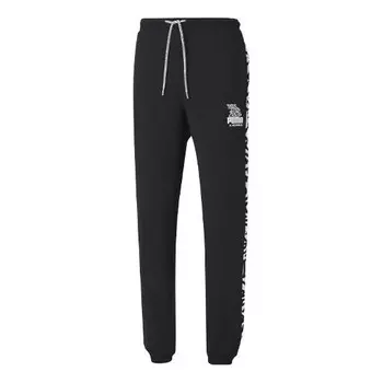 Брюки x mr doodle pants 'black white' Puma, черный