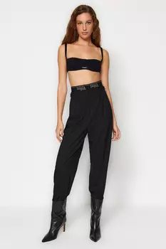 Брюки X Sagaza Studio Trendyol с резиновыми деталями, черный