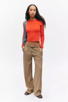 Брюки заниженной посадки из костюмной ткани. Monki, бежевый