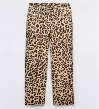 Брюки Zara Animal Print, коричневый