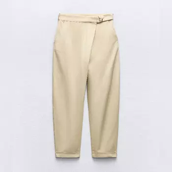 Брюки Zara Crossover With Buckle, песочный