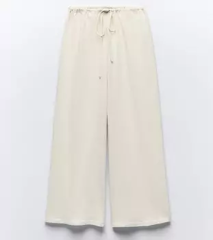 Брюки Zara Faded Cotton Wide-leg, белый