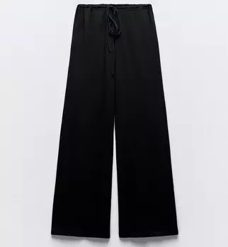 Брюки Zara Faded Cotton Wide-leg, черный