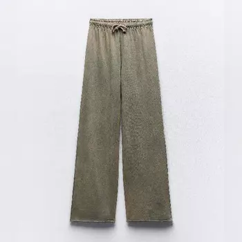 Брюки Zara Faded-effect Plush Jogger, хаки