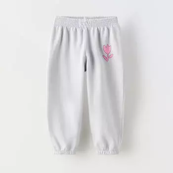 Брюки Zara Faded-effect Plush, серо-голубой
