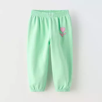 Брюки Zara Faded-effect Plush, светло-зеленый