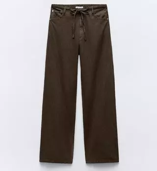 Брюки Zara Flowing Denim-effect, коричневый