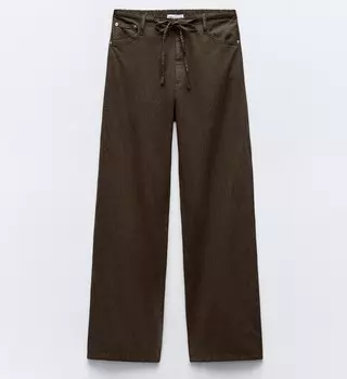 Брюки Zara Flowing Denim-effect, коричневый