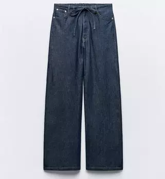 Брюки Zara Flowing Denim-effect, темно-синий