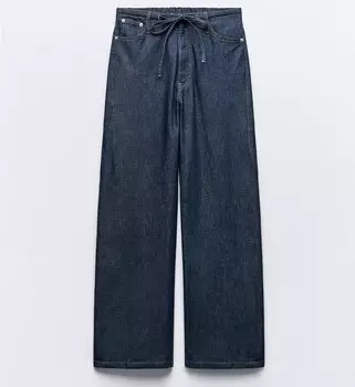 Брюки Zara Flowing Denim-effect, темно-синий