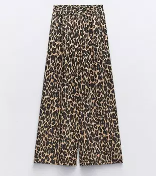 Брюки Zara Flowing Palazzo, коричневый