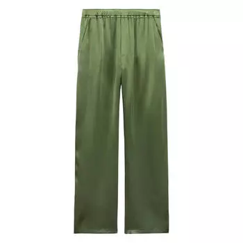 Брюки Zara Flowing Satin-finish, зеленый