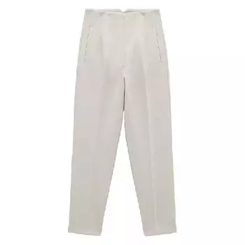 Брюки Zara High Waist, желтовато-белый