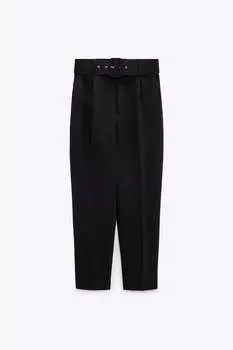 Брюки Zara Lined Belt, черный
