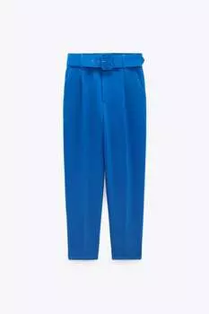 Брюки Zara Lined Belt, синий