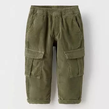 Брюки Zara Lined Needlecord, зеленый