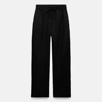 Брюки Zara Linen Blend Straight, черный