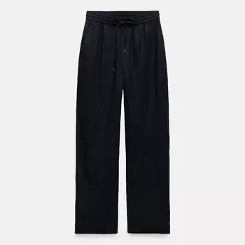 Брюки Zara Linen Blend Straight, темно-синий